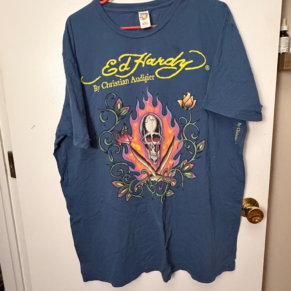 “Ed Hardy Short Sleeve Shirt XXLarge Casual Blue”
